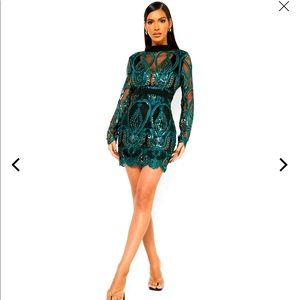 Sequin mini dress Sz large pageant green black